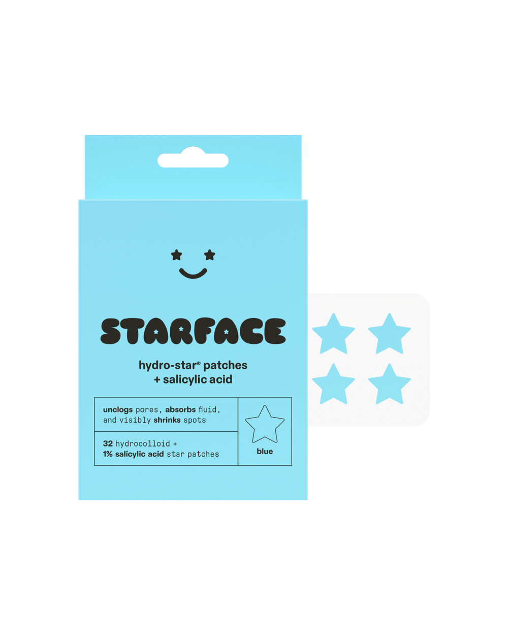 starface hydro-star + salicylic acid pimple patch 16 stars blue
